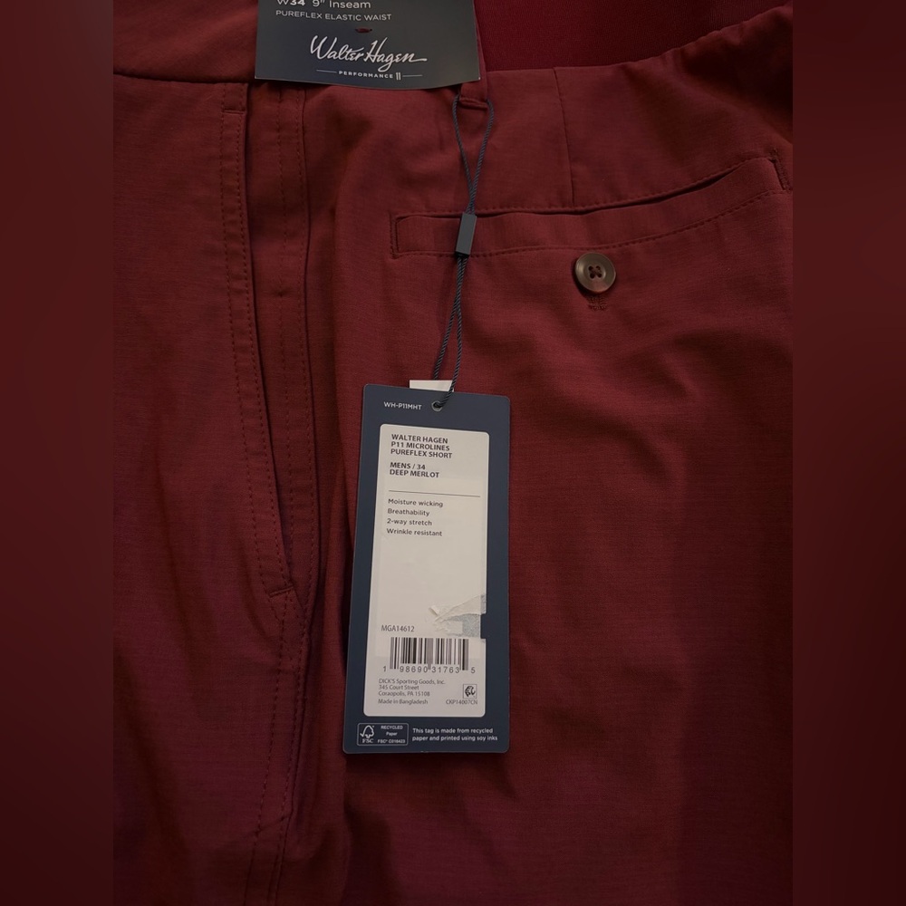 Walter‎ Hagen P11 Performance Golf Shorts. PureFlex Waistband. Size 34”. NWT - Picture 6 of 7